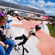 Der in einem Gewerbegebiet gelegene Skatepark in Butzbach ist rund 1.100 Quadratmeter groß und hat eine Skatefläche von etwa 650 Quadratmetern.Foto: RollsportKultur Butzbach